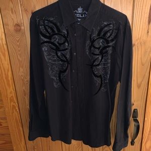 Men’s causal button down shirt. Black. XL.
